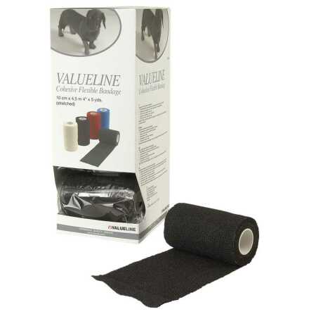 Elastiskt bandage VALUELINE Vet-Flex 10cmx4,5m Svart 10-pack